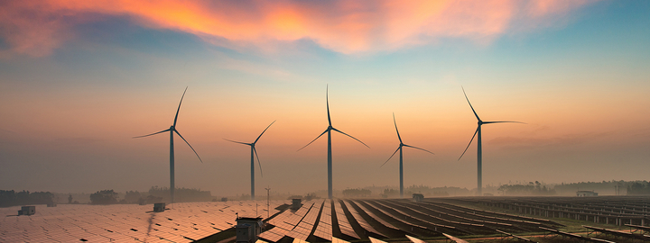 wind turbines and solar panels